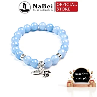 Vòng Tay Aquamarine Tự Nhiên Mix Bạc Thái Phù Hợp Cho Mệnh Khuyết Thủy