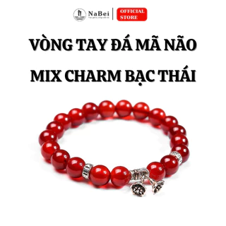 Vòng Tay Đá Mã Não Tự Nhiên Mix Bạc Thái Phù Hợp Cho Mệnh Kim, Thủy, Hỏa, Thổ