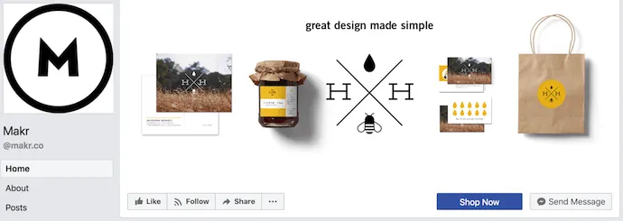 Banner Makr thể hiện bố cục thiết kế ảnh bìa Facebook ấn tượng