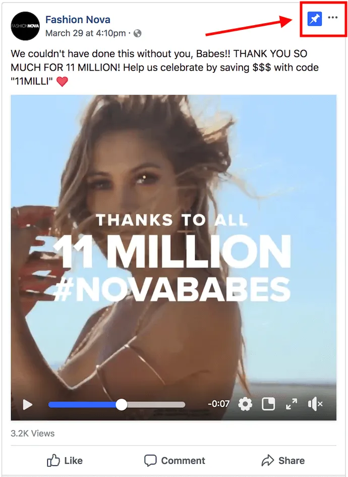 Ghim bài đăng nổi bật nhất lên đầu trang của Fashion Nova