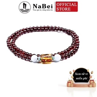 Chuỗi Vòng Tay Garnet Tự Nhiên Mix Lu Thống Hổ Phách Hoa Phù Hợp Mệnh Hỏa