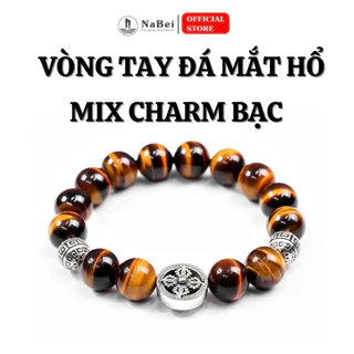 Vòng Tay Đá Mắt Hổ Tự Nhiên Mix Bạc Thái Phù Hợp Cho Mệnh Kim, Thủy, Mộc, Hỏa