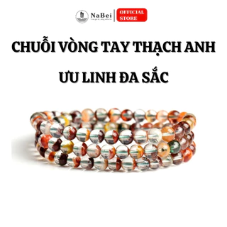 Chuỗi Vòng Tay Thạch Anh Ưu Linh Đa Sắc Tự Nhiên Hợp Mệnh Kim, Thủy, Hỏa, Mộc