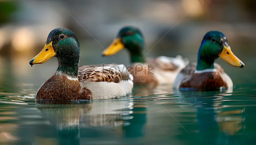 Đàn vịt bơi trên hồ thanh bình.