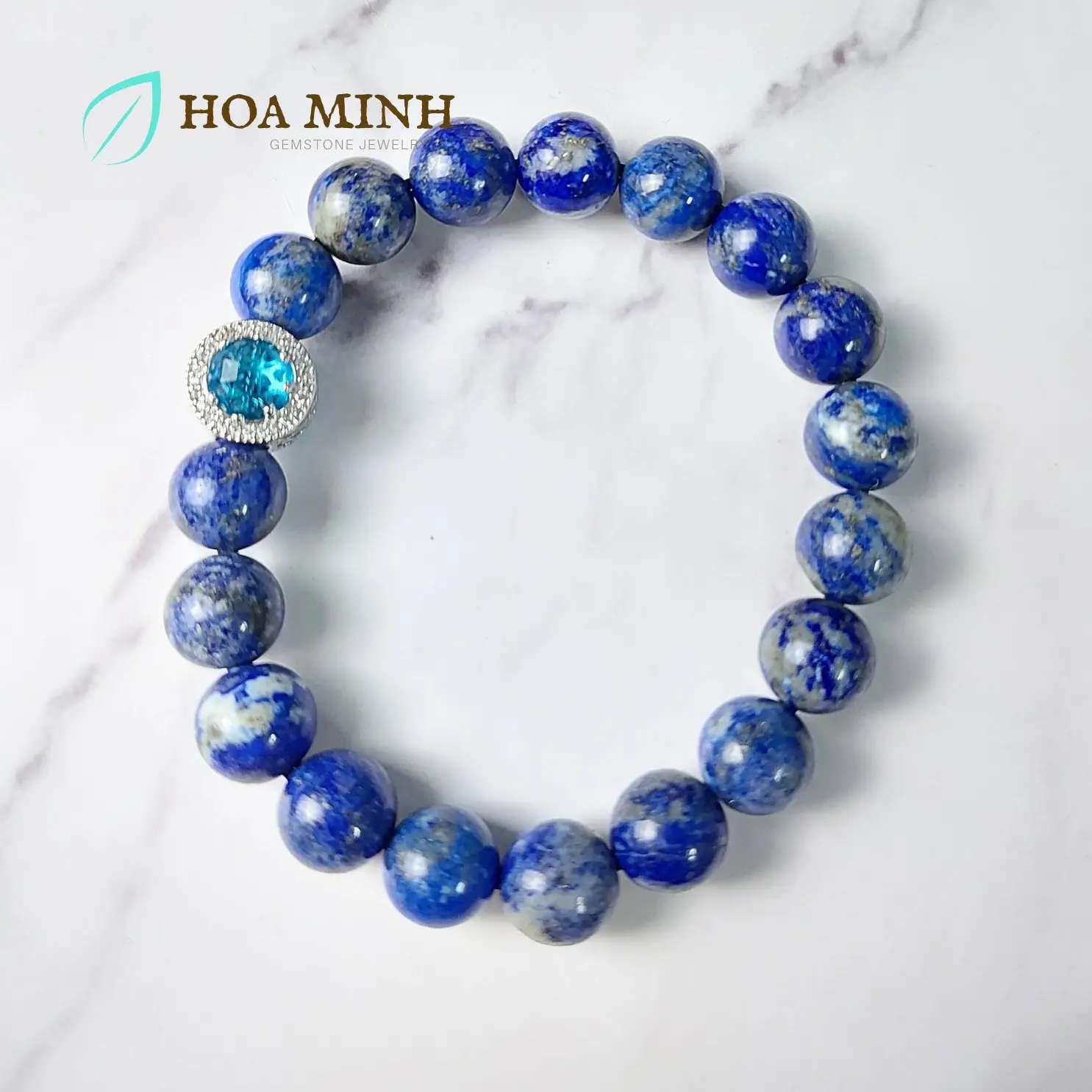 Vòng tay phong thủy đá Aquamarine Lapis Lazuli