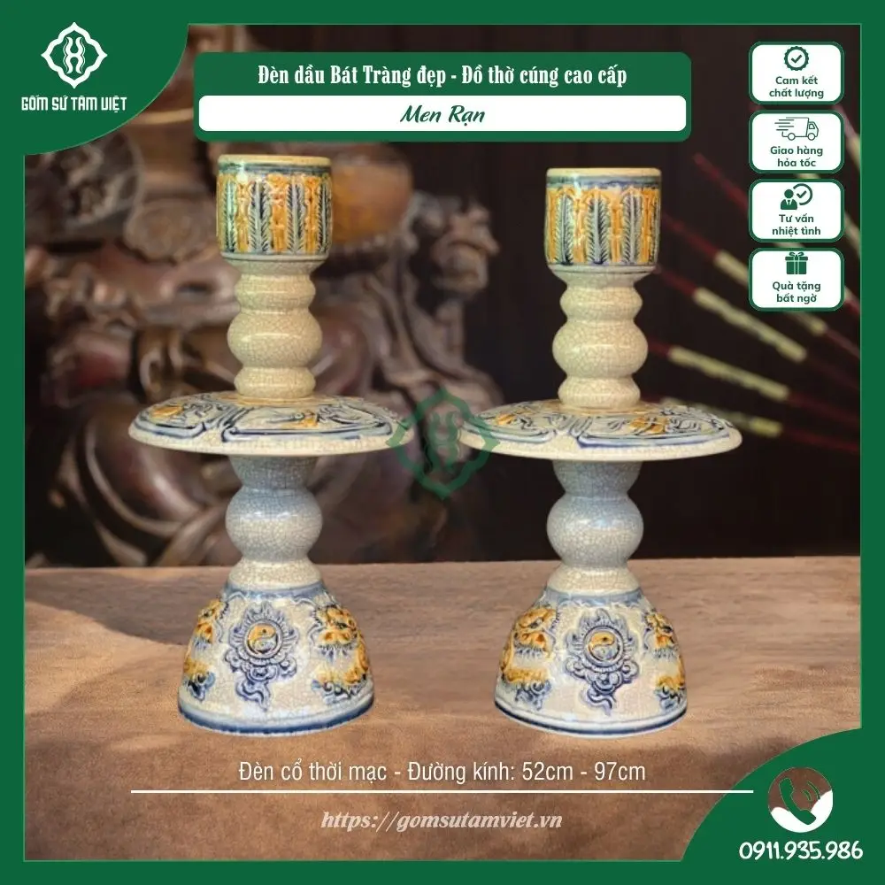 Chân nến đồng sứ thờ cúng đẹp