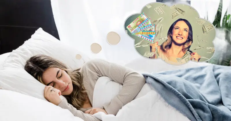 Người suy nghĩ mơ trúng số lấp lánh.