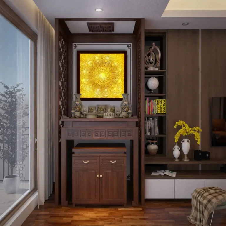 Hóa giải kiêng kỵ bàn thờ trong phòng ngủ: Bí quyết Phong thủy chuẩn 1 Bố trí bàn thờ nhỏ gọn, tối ưu không gian.