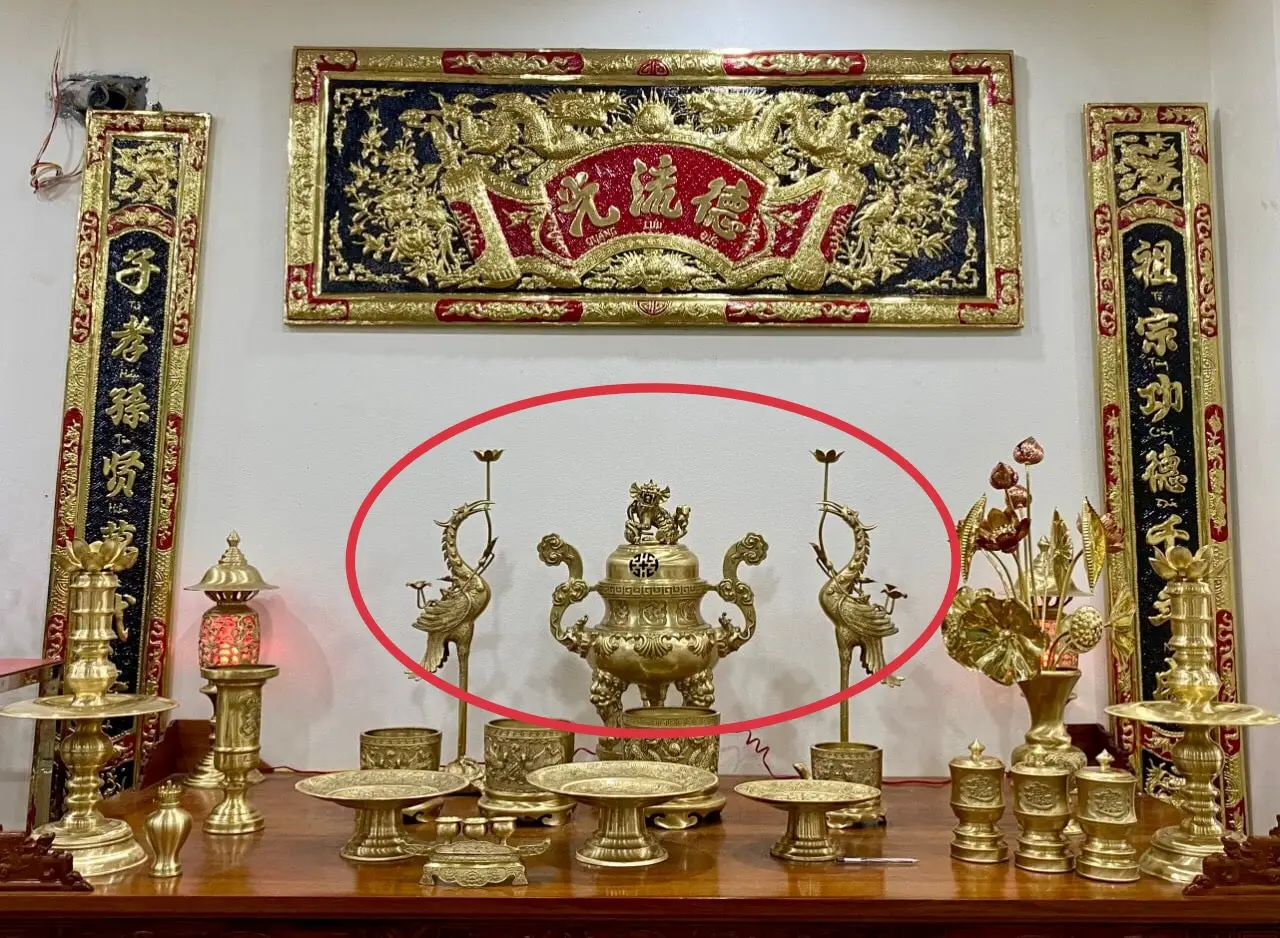 Bộ Tam Sự Ngũ Sự Đôi Hạc Bàn Thờ