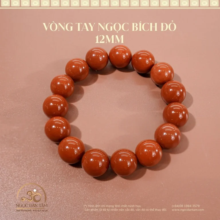 Vòng ngọc bích 12mm phù hợp nam nữ.