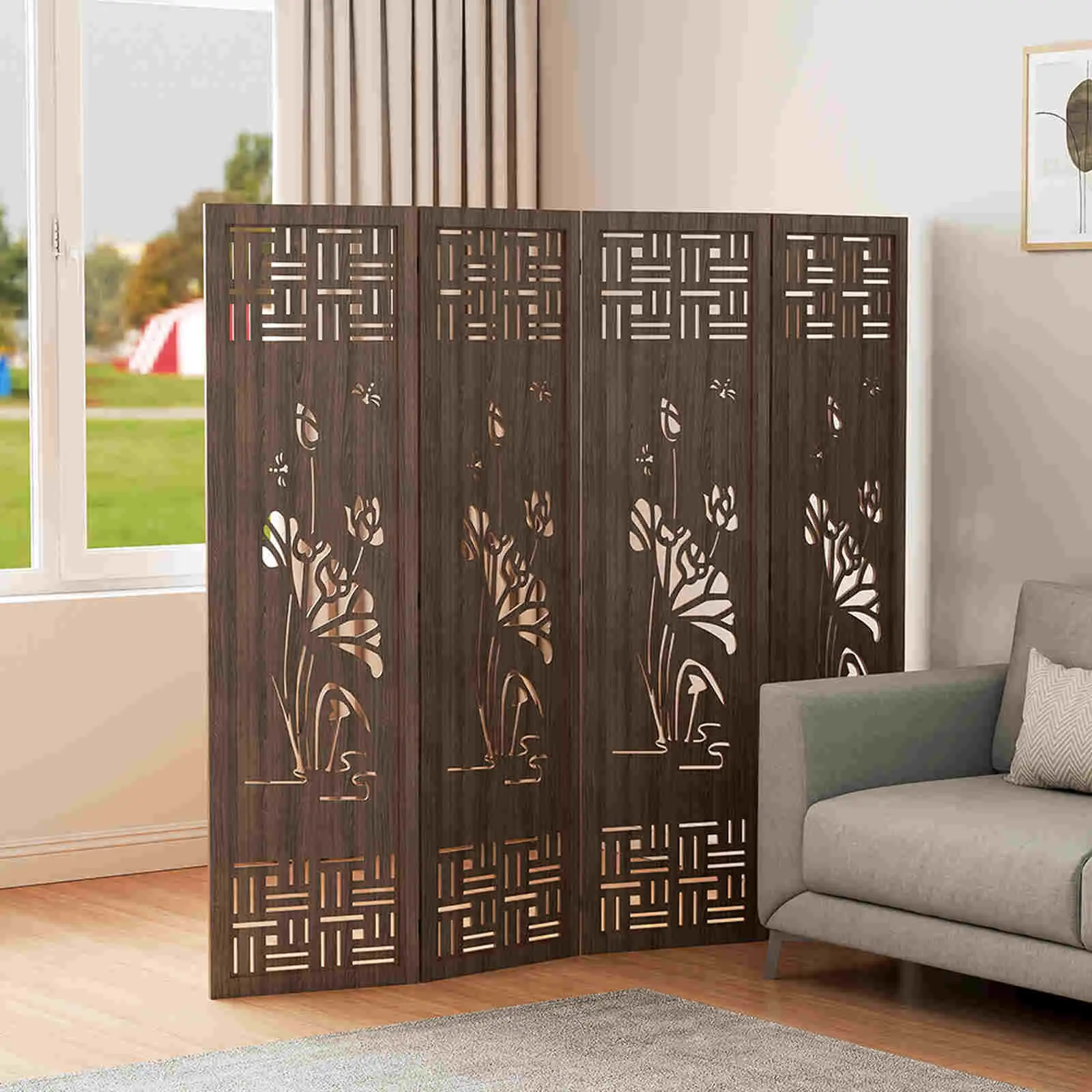 Hóa Giải Giường Ngủ Bằng Bình Phong: Cẩm Nang Chuyên Sâu Từ Chuyên Gia 6 Bình phong phòng ngủ: Họa tiết và chất liệu hài hòa.