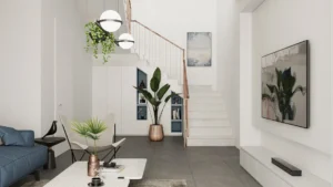 Cầu thang đâm thẳng cửa chính: Lỗi phong thủy