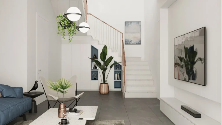 Kiêng Kỵ Cầu Thang Đâm Thẳng Ra Ngoài: Chìa Khóa Hóa Giải Tối Ưu 2 Cầu thang đâm thẳng cửa chính: Lỗi phong thủy