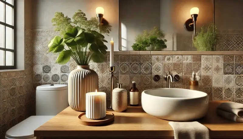 Muối, nến thơm trang trí nhà vệ sinh