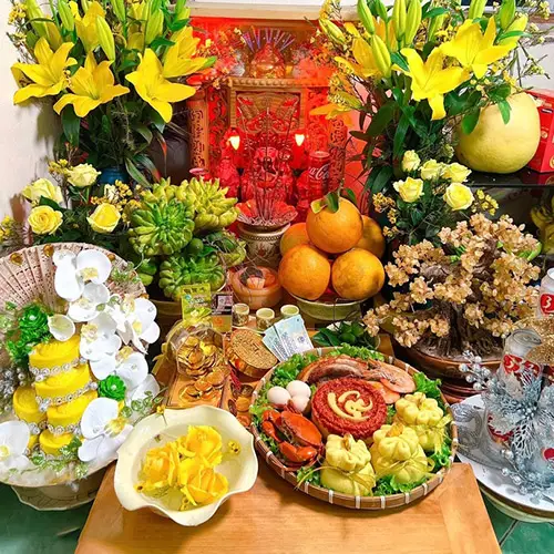 Mâm cúng an vị bát hương Thần Tài