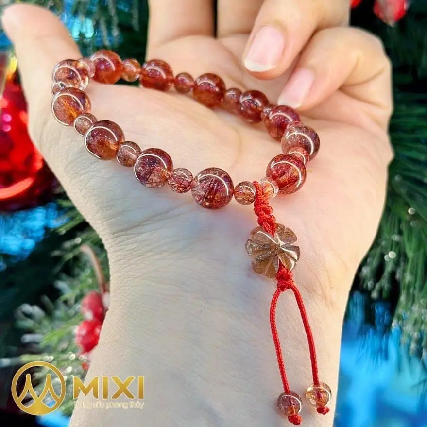 Vòng Thạch Anh Xanh Tóc Đỏ Đeo Tay