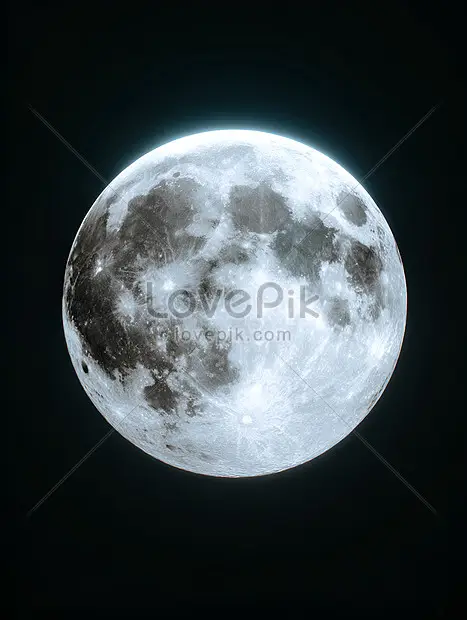 Mặt trăng tròn sáng trên bầu trời đêm.