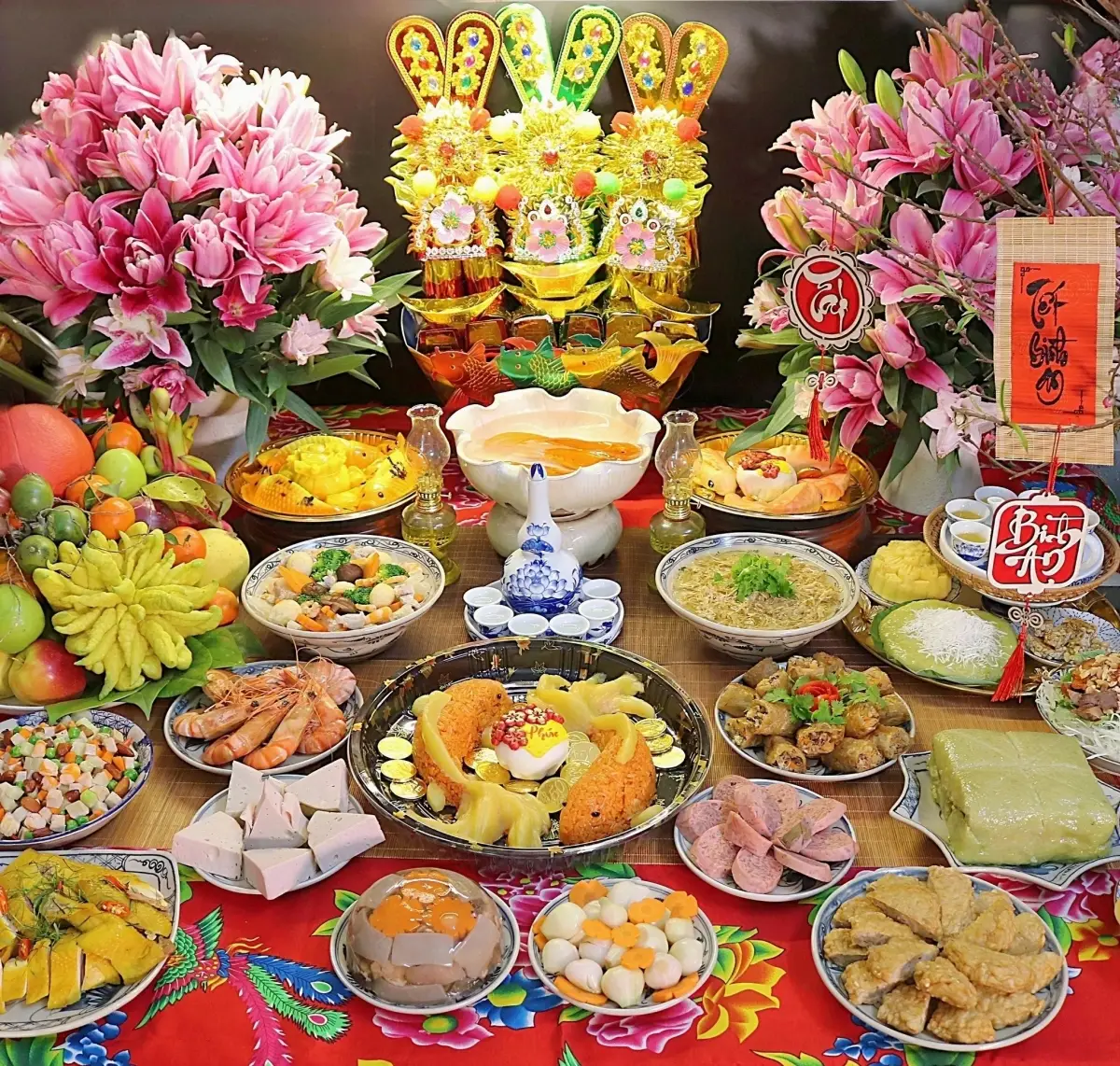 Mâm cúng Ông Táo đầy đủ, trang trọng.