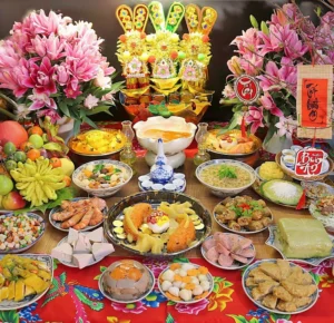 Mâm cúng Tết Ông Táo đầy đủ, trang trọng.