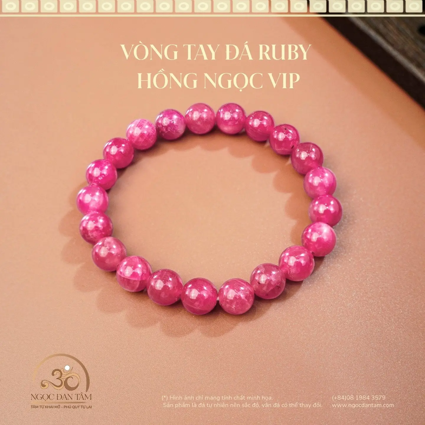 Vòng Đá Phong Thủy Thạch Anh Hồng Ruby