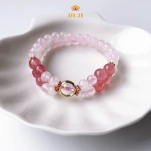 Vòng thạch anh dâu tây tự nhiên lấp lánh.