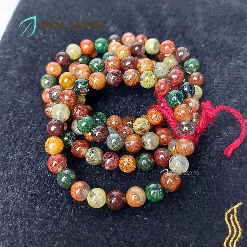 5 chuỗi vòng thạch anh 8mm đa sắc ngũ giác