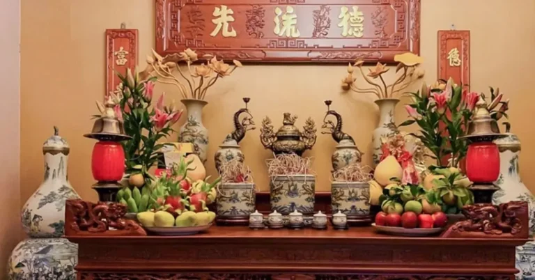 Bàn thờ gia tiên truyền thống trang nghiêm