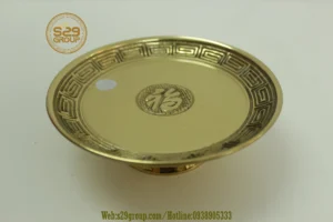 Đĩa trái cây bằng đồng chữ Phúc thờ cúng
