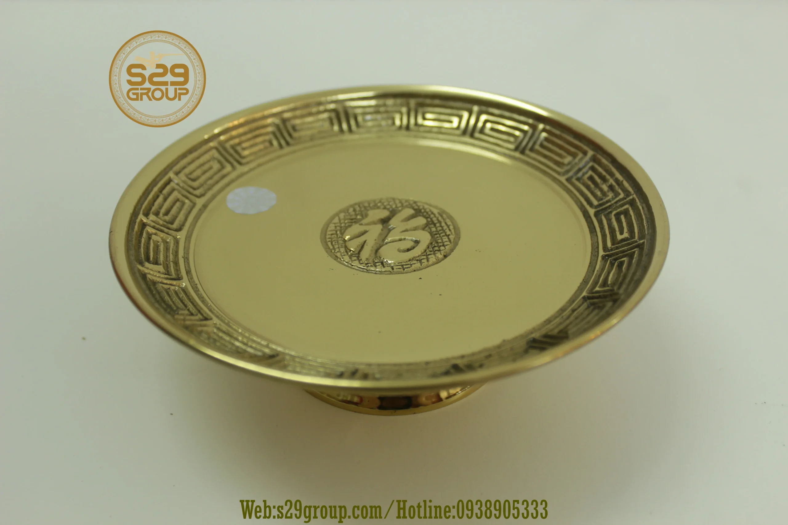 Đĩa trái cây bằng đồng chữ Phúc thờ cúng