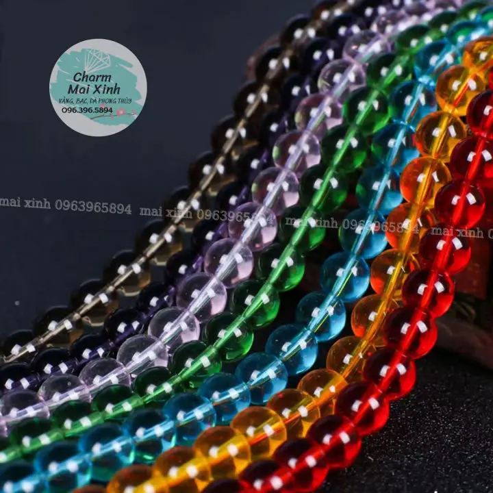 Vòng đá trang sức thủy tinh màu, nhựa.