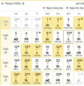 Lịch Vạn Niên Xem Giờ Hoàng Đạo