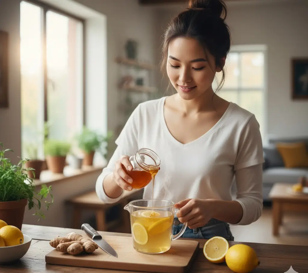 Mơ Thấy Mật Ong: Giải Mã Điềm Báo Tài Lộc Hay Sự An Bình? 5 Hình ảnh minh họa một người đang thưởng thức một ly mật ong pha chanh ấm áp.