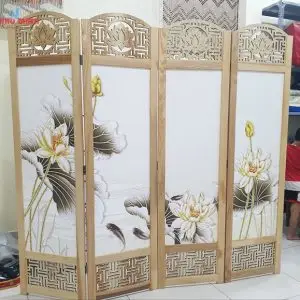 Gương phủ rèm, bình phong minh họa.