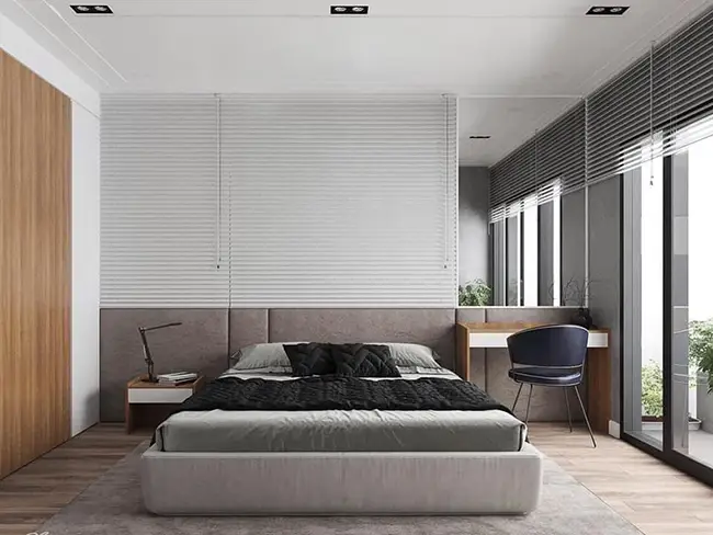 Hóa Giải Gương Đối Diện Cửa Phòng: Giải Pháp Phong Thủy Chuyên Sâu 5 Góc phòng ngủ bố trí gương thẩm mỹ.