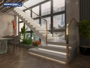 Thiết kế cầu thang hiện đại hòa quyện không gian.