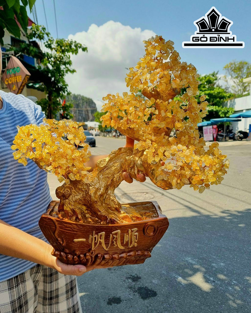 Giải Mã Bí Ẩn: Sức Mạnh Phong Thủy Của Tỳ Hưu Và Cây Tài Lộc Khi Kết Hợp Đồng Thời 6 Cây tài lộc phong thủy thạch anh vàng đĩa gốm