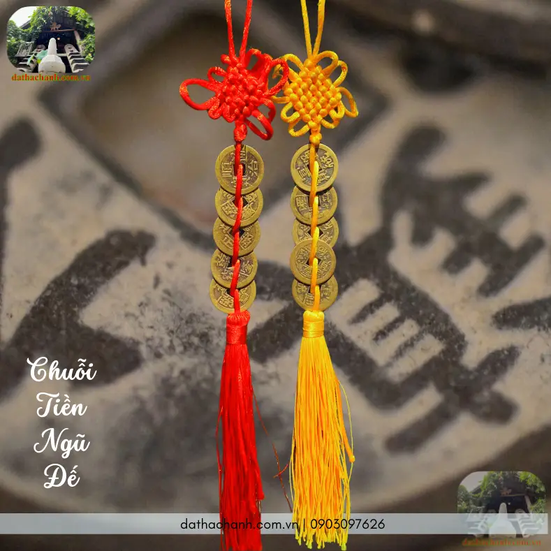 Chuỗi xu Ngũ đế, bình thạch anh phong thủy.