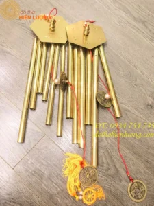 Chuông gió đồng 6 ống hoa văn tinh xảo