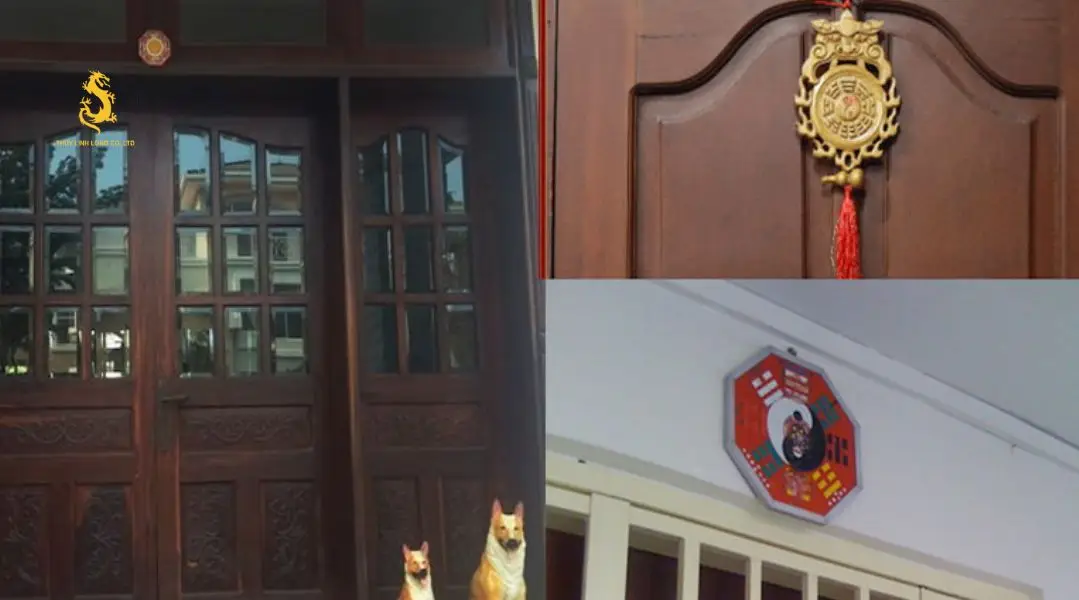 Gương Bát Quái cửa vệ sinh hướng ngoài.