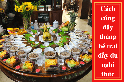 Gia đình cúng đầy tháng trang nghiêm.