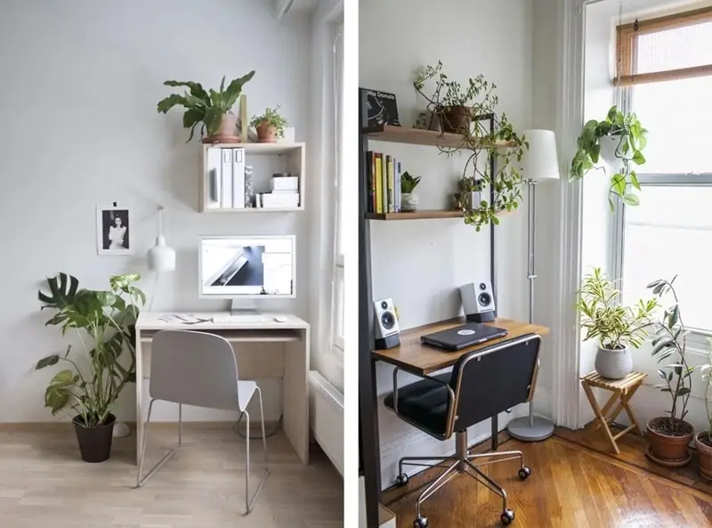 Bình phong, tủ sách, góc làm việc, văn phòng tại nhà.