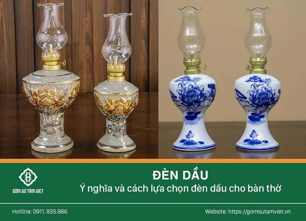 Đèn Dầu Sứ Trên Bàn Thờ Gia Tiên: Ý Nghĩa, Bố Cục Chuẩn Mực Và Nghi Lễ Thành Kính 4 Đèn dầu sứ sáng ấm bàn thờ gia tiên