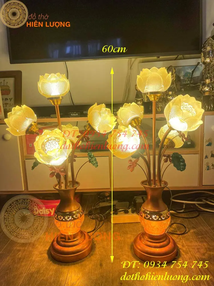 Đèn thờ LED hoa sen ánh sáng ấm áp