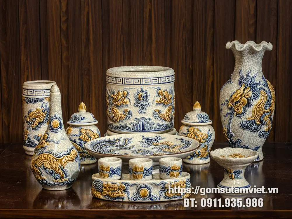 Trọn bộ đồ thờ men rạn trang nghiêm