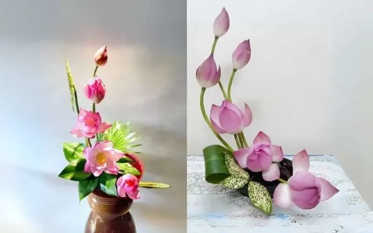 Nghi Thức Cúng Hoa Bàn Thờ Phật: Chọn Lựa Và Bố Trí Đúng Chuẩn 5 Sen hồng trắng hé nở bàn thờ Phật