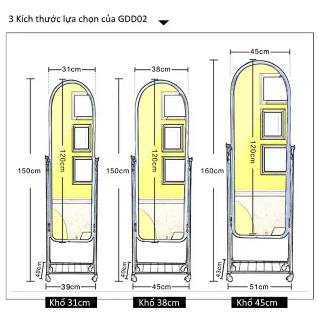 Gương soi toàn thân đặt chuẩn vị trí.
