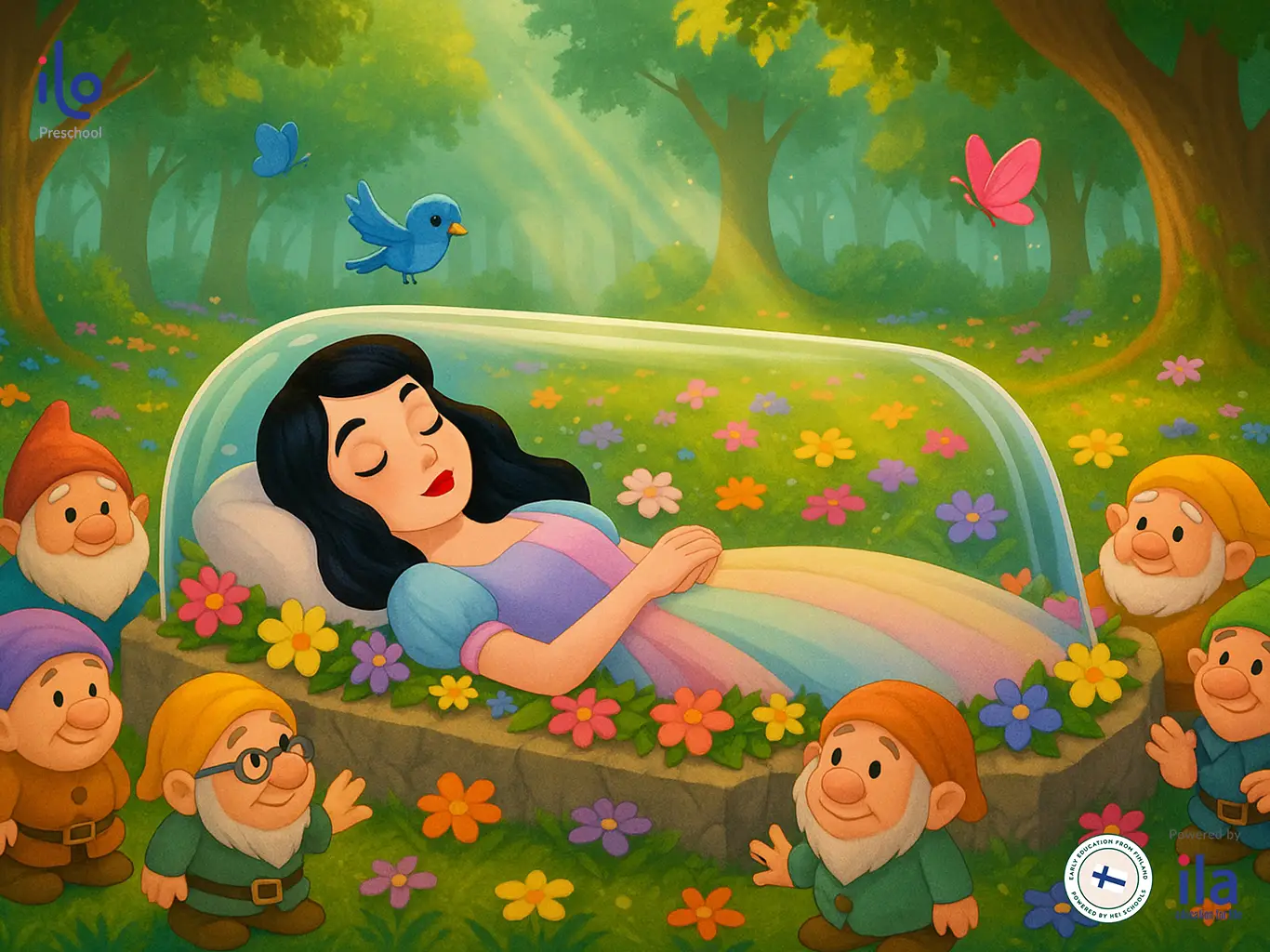 Công chúa cười an lành giữa rừng xanh.