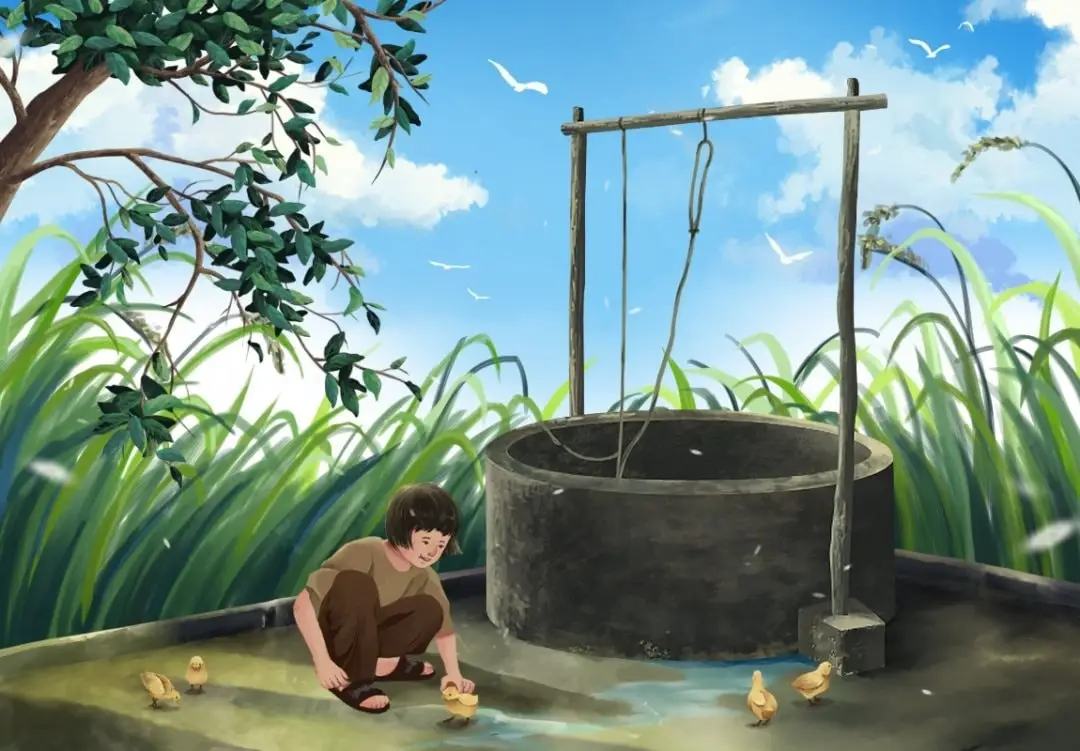 Thiền định an yên bên giếng nước.