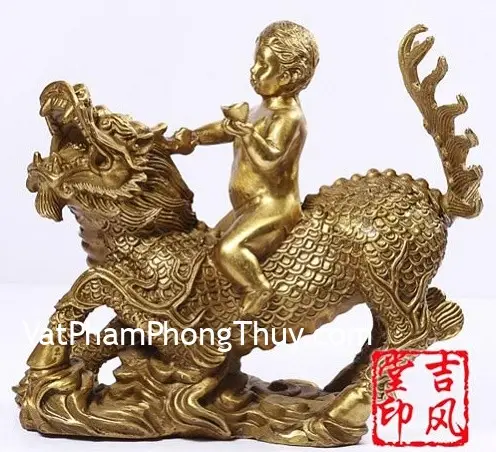 Kỳ Lân Phong Thủy: Chìa Khóa Vàng Khai Mở Vận Khí Cát Tường và An Lạc Cho Gia Chủ 9 Kỳ Lân Tống Tử cùng em bé cưỡi lưng