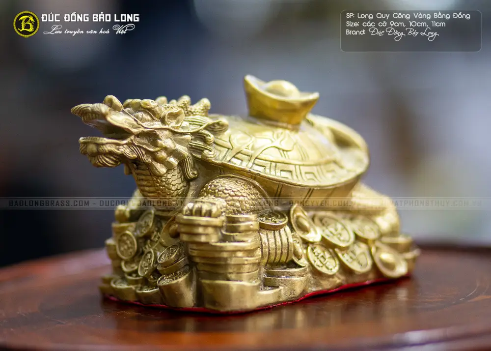 Tượng Long Quy ngọc cõng thỏi vàng phong thủy.